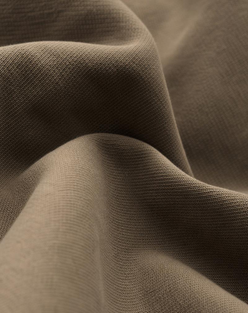 Close-up of heavyweight cotton fabric in clay color